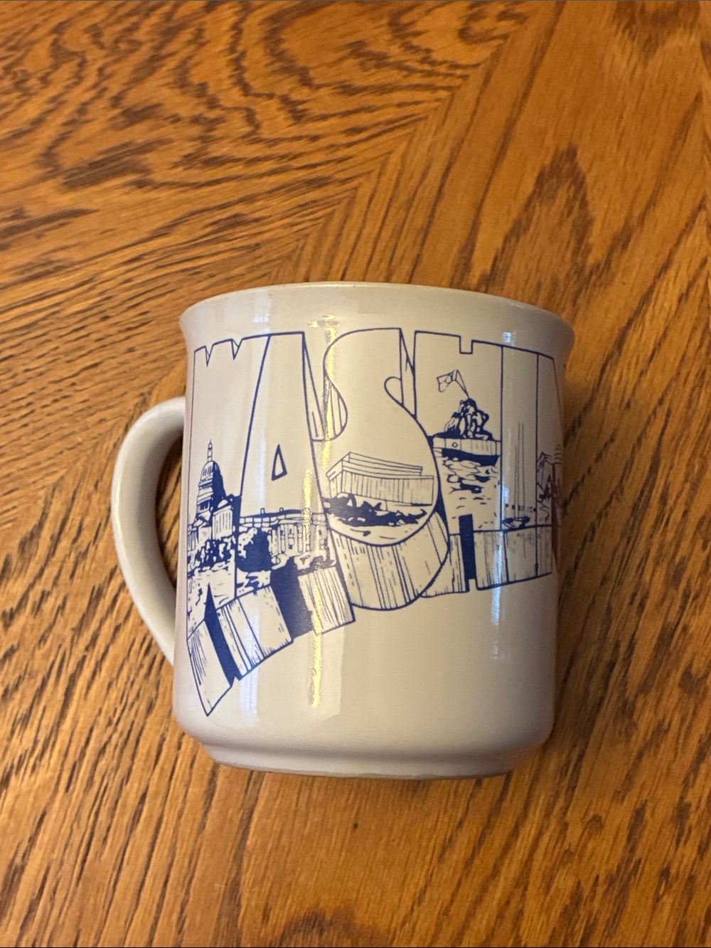 Washington D.C. Souvenir Ceramic Coffee Mug - White with Blue Print